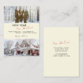 新年アドベンチャホームクリスマスホリデームービング ノートカード (正面/裏面)