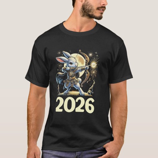 新年アーチャー弓矢アーチェリースポーツ好き Tシャツ (正面)