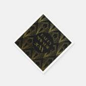 新年イブパーティーハッピー新年ブラックと金ゴールド スタンダードカクテルナプキン (角)