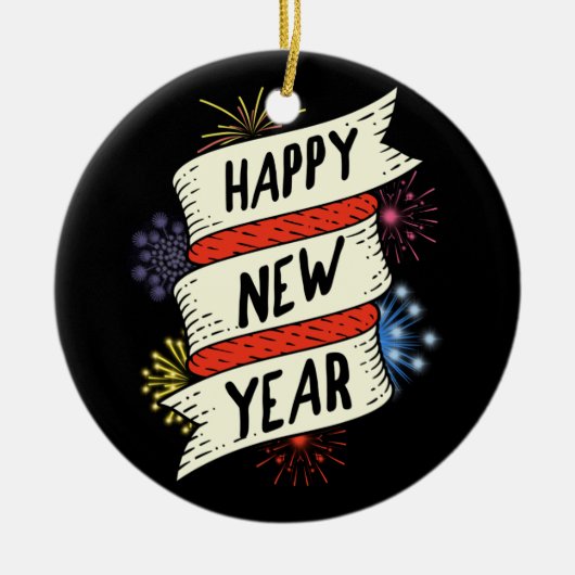 新年イブパーティー供給NYE 2021ハッピーニューアイ セラミックオーナメント (正面)
