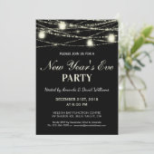 新年イブパーティー文字列ライトジャースブラック 招待状 (スタンド正面)