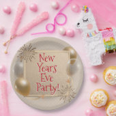 新年イブパーティー、金ゴールド、白い風船、 ペーパープレート (パーティー)