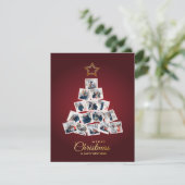 新年エレガントとクリスマスツリー15家族の写真 シーズンカード (スタンド正面)