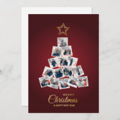 新年エレガントとクリスマスツリー15家族の写真 シーズンカード (正面/裏面)