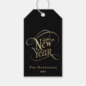 新年エレガントブラック金ゴールド ギフトタグ (正面)