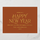 新年エレガントミニマルモダン伝統的 箔シーズンポストカード (正面)