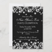新年エレガント前夜の冬の輝く黒 招待状 (正面)