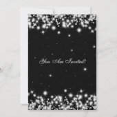 新年エレガント前夜の冬の輝く黒 招待状 (裏面)