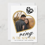 新年エレガント婚約のリングや輪 シーズンカード (正面)