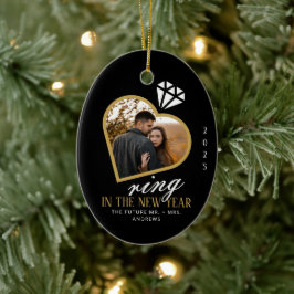 新年エレガント婚約のリングや輪 セラミックオーナメント