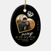 新年エレガント婚約のリングや輪 セラミックオーナメント (正面)