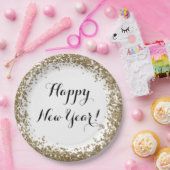 新年エレガント金ゴールドと白 ペーパープレート (パーティー)