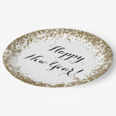 新年エレガント金ゴールドと白 ペーパープレート (アングル)