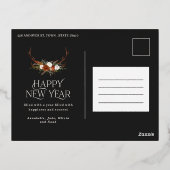 新年エレガント黒ミニマルモダン伝統的 箔シーズンポストカード (裏面)