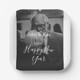 新年カップル写真 名前 年 黒 白 ペーパープレート