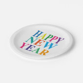 新年カラフルおめでとう ペーパープレート (アングル)