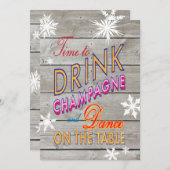 新年カラフルシャンパン招待状を飲む 招待状 (正面/裏面)