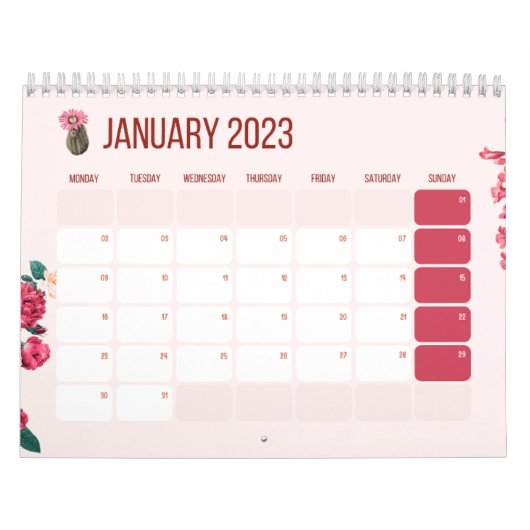 新年カレンダー2023、花、1月 カレンダー (カバー)