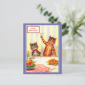 新年キャットユーモアヴィンテージ擬人化アートコピー ポストカード (スタンド正面)