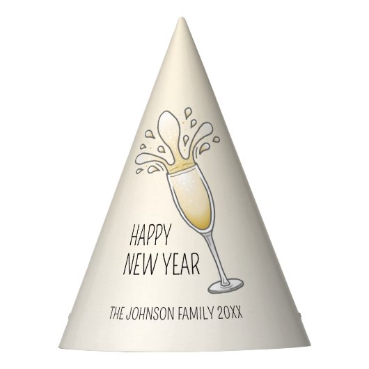 新年シャンパングラス パーティーハット (正面)