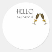 新年シャンパンパーティー名タグバッジ ラウンドシール (正面)