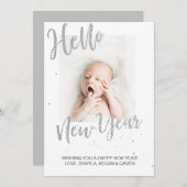 新年シルバースパークルベビー発表 招待状 (正面/裏面)