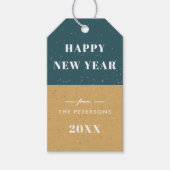 新年ジオメトリホリデーギフトラベル-ティール（緑がかった色）ブルー ギフトタグ (正面)