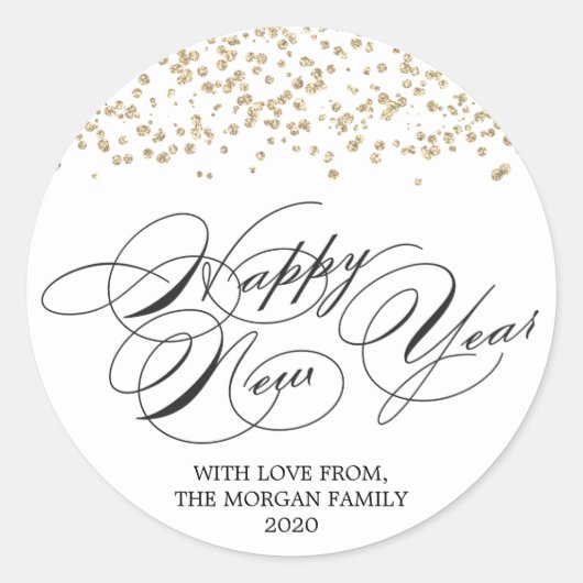 新年ステッカー – 大晦日パーティー ラウンドシール (正面)