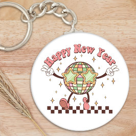 新年ディスコボールハッピーニューイヤーレトロ キーホルダー