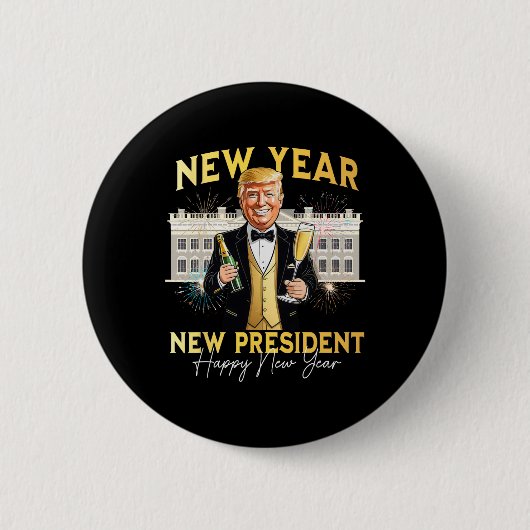 新年トランプ新おもしろい大統領大晦日P 缶バッジ (正面)