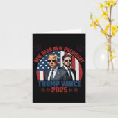 新年トランプ・ヴァンス新大統領ハッピー カード (黄色い花)