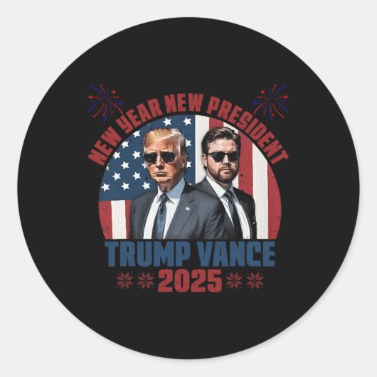新年トランプ・ヴァンス新大統領ハッピー ラウンドシール (正面)