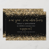 新年ニューアドベンチャー金ゴールドグリッター婚約 案内状 (正面/裏面)