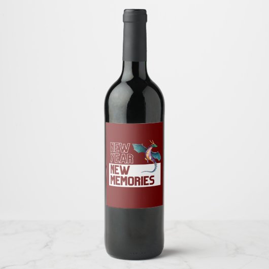 新年ニューメモリーズドラゴンさくらんぼレッド ワインラベル (正面)