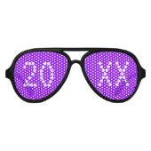 新年ネオン紫カスタムのおもしろいパーティー アビエーターサングラス (正面)