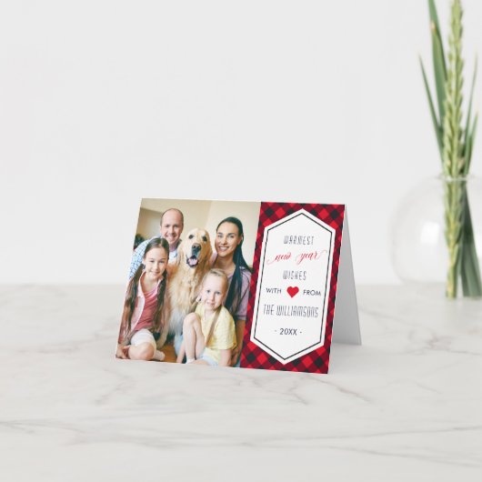 新年バッファロープレイド休日のグリーティングフォト シーズンカード (正面)