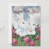 新年バニーウサギフォーク感動的詩 シーズンカード (正面)