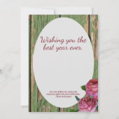 新年バニーラビットピンク色のローズ感動的かわいい シーズンカード (裏面)