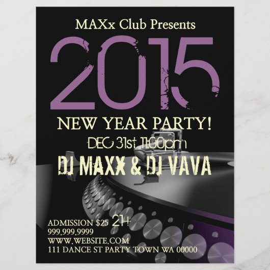 新年パーティーイベント告知DJ CLUB Flyer チラシ (正面)