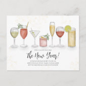 新年パーティーカクテルドリンクQRコードイベント ポストカード (正面)