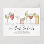 新年パーティーカクテルドリンクQRコードイベント ポストカード (正面)