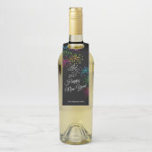 新年パーティーカラフル花火ブラック ボトルネックタグ (ボトル)