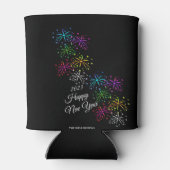 新年パーティーカラフル花火ブラック 缶クーラー (裏面)