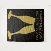 新年パーティーグリッターシャンパンフォトバックグラウンド タペストリー (正面(横))