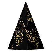 新年パーティーシャンパン金ゴールドバブルおもしろいブラック パーティーハット (裏面)