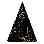 新年パーティーシャンパン金ゴールドバブルおもしろいブラック パーティーハット (左)