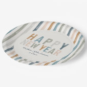 新年パーティーテラコッタブルータイポグラフィ モダン ペーパープレート (アングル)