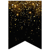 新年パーティーブラックおよび金ゴールドグリッターパーティーバナー バンティングフラッグ (第2の旗)