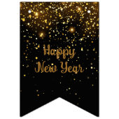 新年パーティーブラックおよび金ゴールドグリッターパーティーバナー バンティングフラッグ (第3の旗)