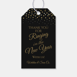 新年パーティーブラックと金ゴールドグリッターありがとう ギフトタグ